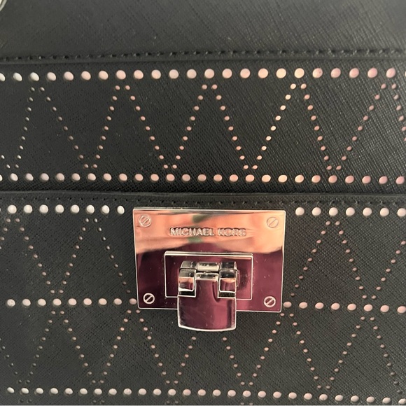 Michael Kors Black Studded Leather Tote Bag Silver Hardware NWOT - Picture 4 of 5